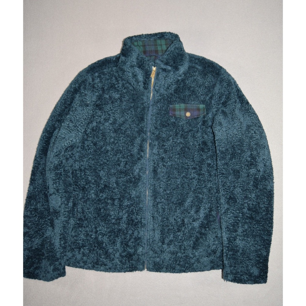 Pendleton Jacket Womens XL Blue Fuzzy Sherpa Pile Fleece Full ZIp Heavyweight